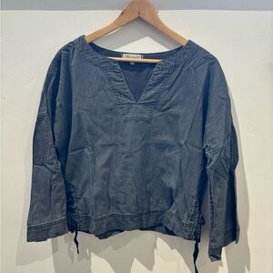 Madewell Denim Side-Lace Top in Sloan Black Fadeout Size Small H2364